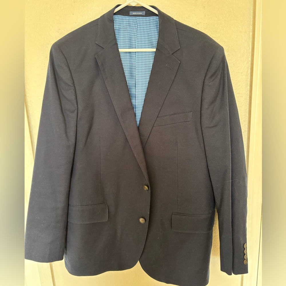 Stafford Navy Blue Classic Fit Blazer